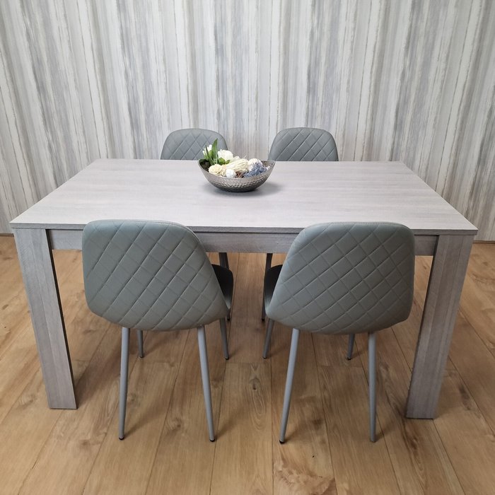The Range | Kosy Koala Grey Dining Table 4 Grey Chairs and 1 Bench Dining Set - Grey Kosy Koala Grey Dining Table 4 Grey Chairs and 1 Bench Dining Set - Grey