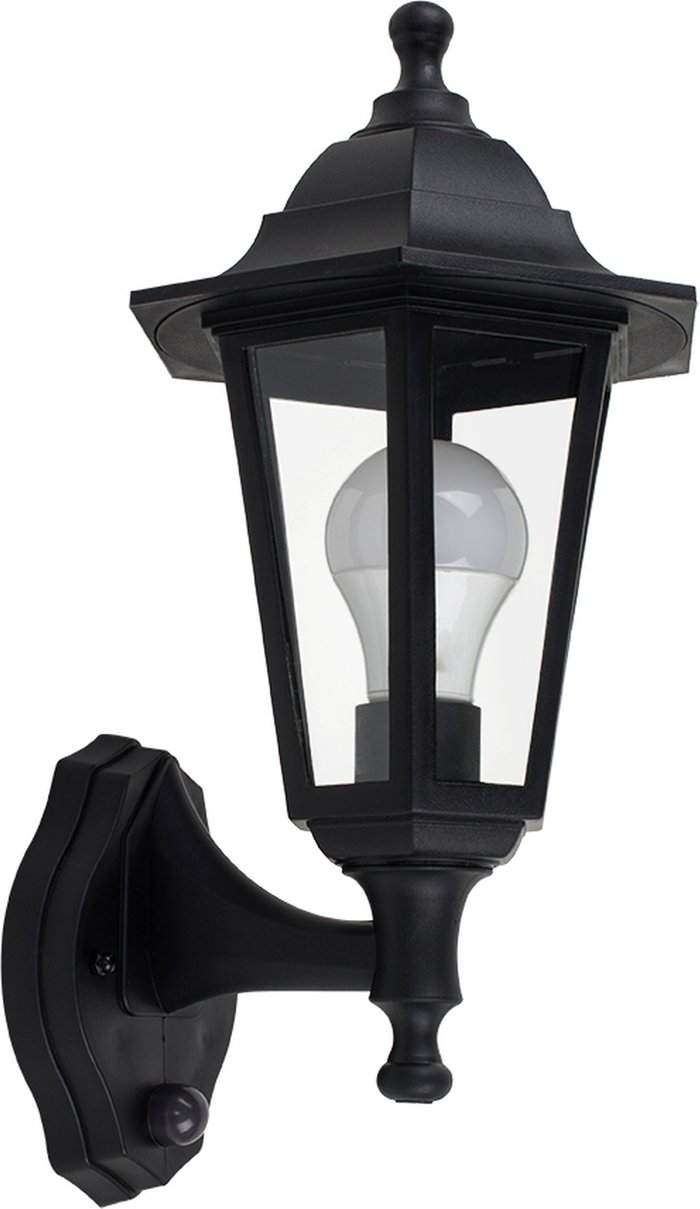 The Range | ValueLights Mayfair Black Outdoor Wall Lantern With Dusk To Dawn Sensor - Black ValueLights Mayfair Black Outdoor Wall Lantern With Dusk To Dawn Sensor - Black
