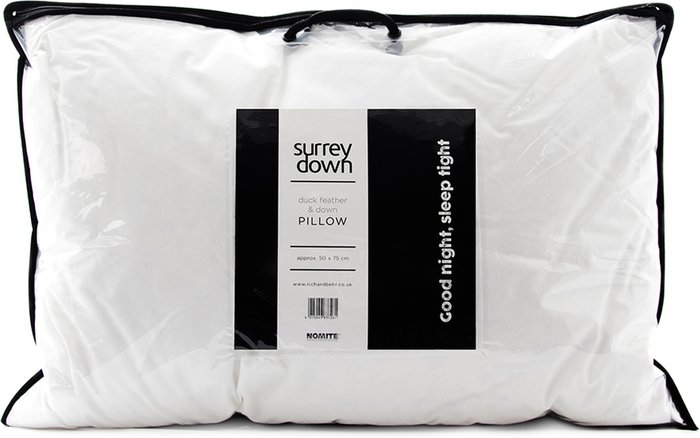 The Range | Surrey Down Duck Feather and Down Pillow Collection - White / Soft / 75cm / 1 Surrey Down Duck Feather and Down Pillow Collection - White / Soft / 75cm / 1