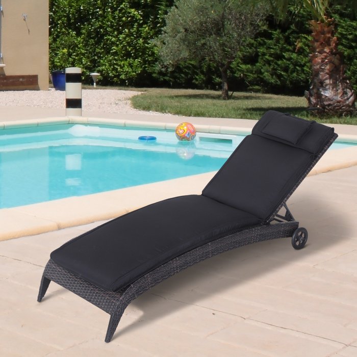 The Range | Outsunny Outsunny Sun Lounger Cushion - Black Outsunny Outsunny Sun Lounger Cushion - Black