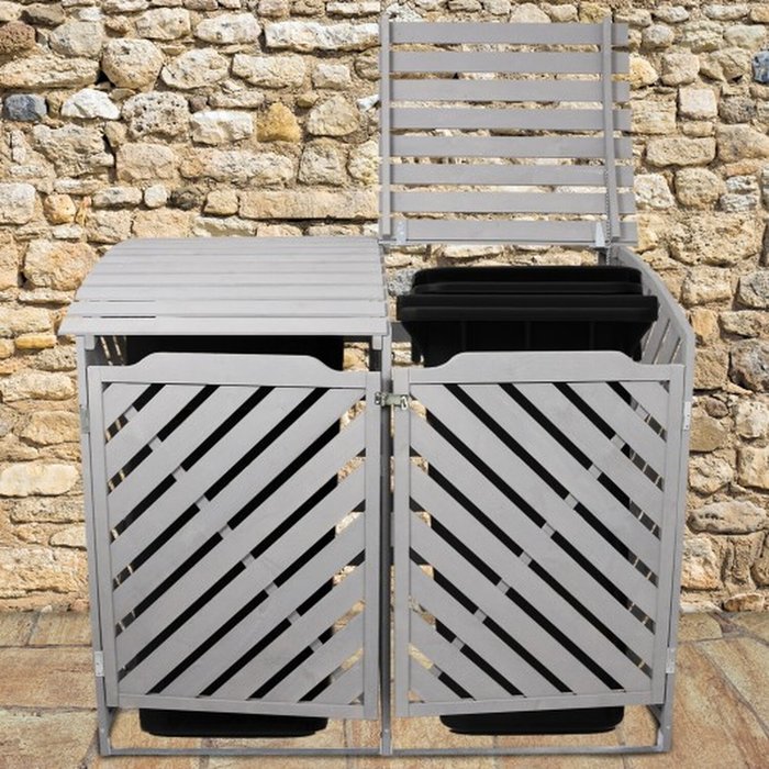 The Range | Monstershop Grey Wash Double Wheelie Bin Storage - Grey Monstershop Grey Wash Double Wheelie Bin Storage - Grey