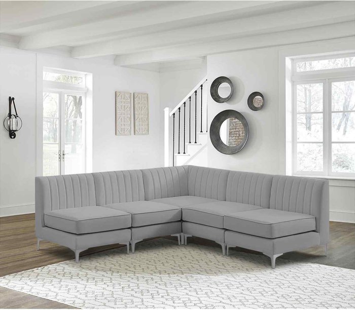 The Range | Simply Eleganza Albert Modular Corner Sofa in Velour Velvet Fabric - Grey Simply Eleganza Albert Modular Corner Sofa in Velour Velvet Fabric - Grey