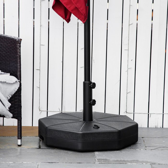 The Range | Outsunny Outsunny Garden Parasol Base Stand Up To 25Kg Water Or 37Kg Sand Filled Black Outsunny Outsunny Garden Parasol Base Stand Up To 25Kg Water Or 37Kg Sand Filled Black