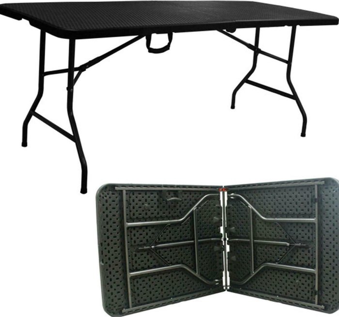 The Range | Gr8 Garden Rattan Effect 6ft Heavy Duty Folding Table - Black Gr8 Garden Rattan Effect 6ft Heavy Duty Folding Table - Black