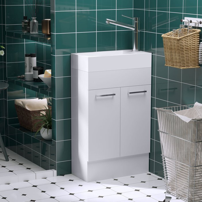 The Range | kleankin Bathroom Vanity Unit Wash Basin and Base Cabinet - White kleankin Bathroom Vanity Unit Wash Basin and Base Cabinet - White