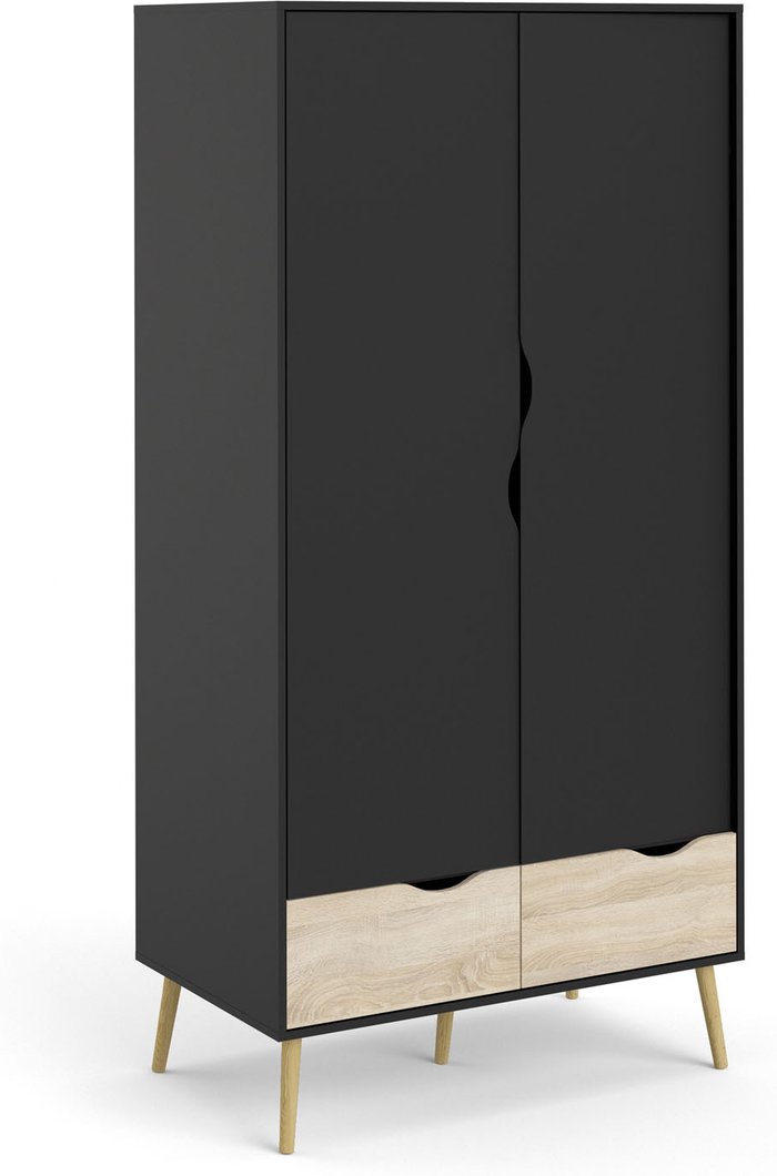 The Range | Furniture To Go Oslo 2-Door 2-Drawer Wardrobe - Black Furniture To Go Oslo 2-Door 2-Drawer Wardrobe - Black