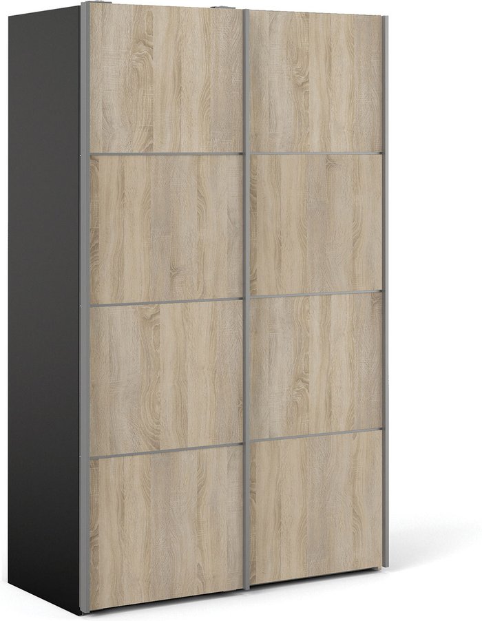 The Range | Furniture To Go Verona Sliding Wardrobe - Oak and Black / 5 / 120cm Furniture To Go Verona Sliding Wardrobe - Oak and Black / 5 / 120cm