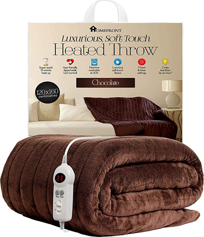 The Range | Homefront Electric Heated Throw Over Blanket in Chocolate - Chocolate Homefront Electric Heated Throw Over Blanket in Chocolate - Chocolate