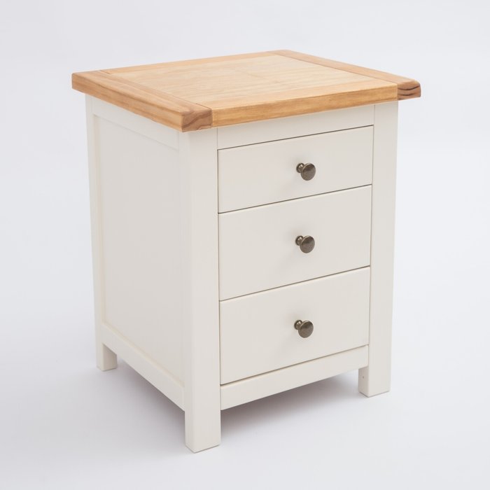 The Range | Cabinet Bits Maggiori 3 Drawer Bedside Cabinet - White / Brass Knob Cabinet Bits Maggiori 3 Drawer Bedside Cabinet - White / Brass Knob