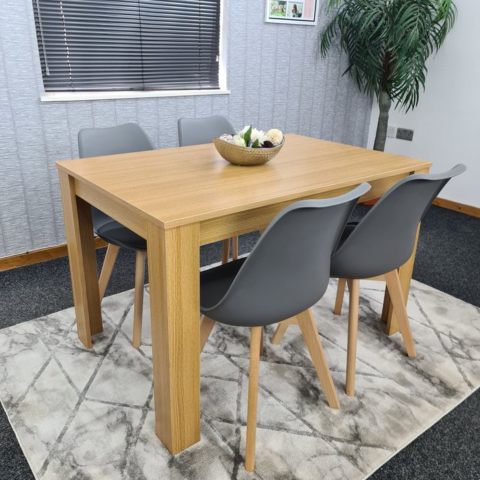 The Range | Kosy Koala Kitchen Dining Table And 4 Grey Tulip Chairs - Oak/Dark Grey Kosy Koala Kitchen Dining Table And 4 Grey Tulip Chairs - Oak/Dark Grey
