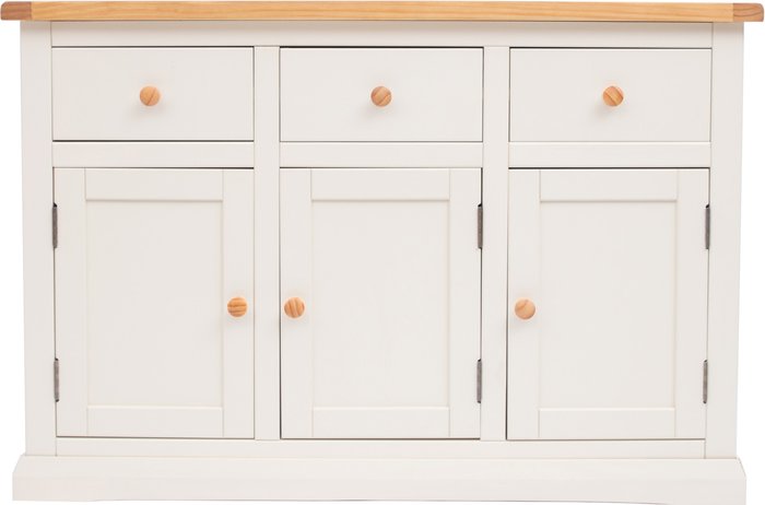 The Range | Cabinet Bits Castelli 3 Door 3 Drawer Sideboard - White / Wood Knob Cabinet Bits Castelli 3 Door 3 Drawer Sideboard - White / Wood Knob
