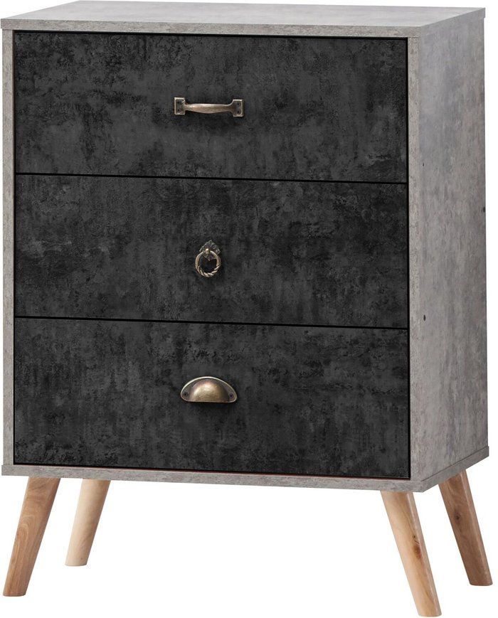 The Range | Seconique Nordic 3 Drawer Chest - Concrete, Charcoal Seconique Nordic 3 Drawer Chest - Concrete, Charcoal