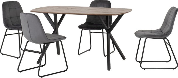 The Range | Seconique Athens Rectangular Dining Set with Lukas Chairs - Oak effect table with Grey Velvet chairs Seconique Athens Rectangular Dining Set with Lukas Chairs - Oak effect table with Grey Velvet chairs
