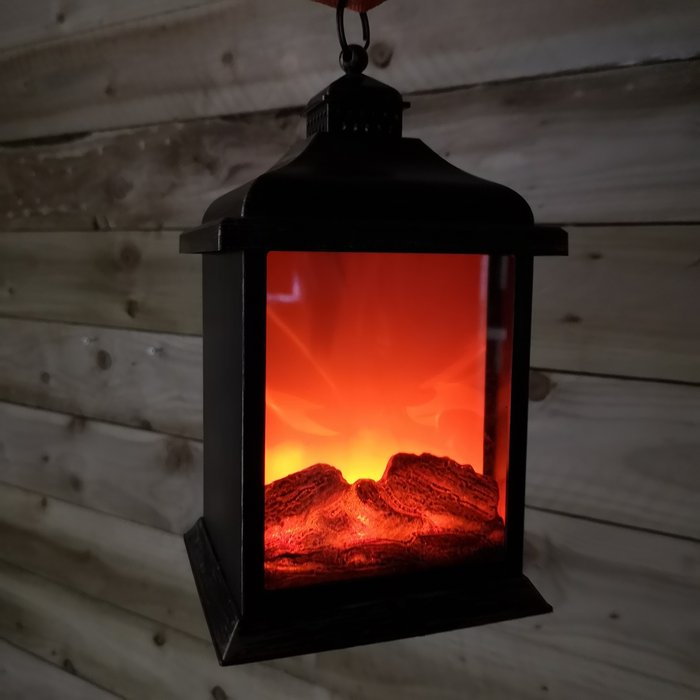 The Range | Samuel Alexander 30cm Battery Operated Realistic Flickering Flame Lantern Christmas Decoration - Black Samuel Alexander 30cm Battery Operated Realistic Flickering Flame Lantern Christmas Decoration - Black