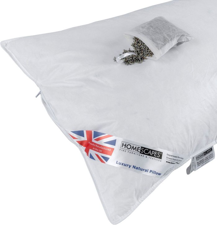 The Range | Homescapes Goose Feather Down Lavender Pillow with Dried Lavender - White Homescapes Goose Feather Down Lavender Pillow with Dried Lavender - White