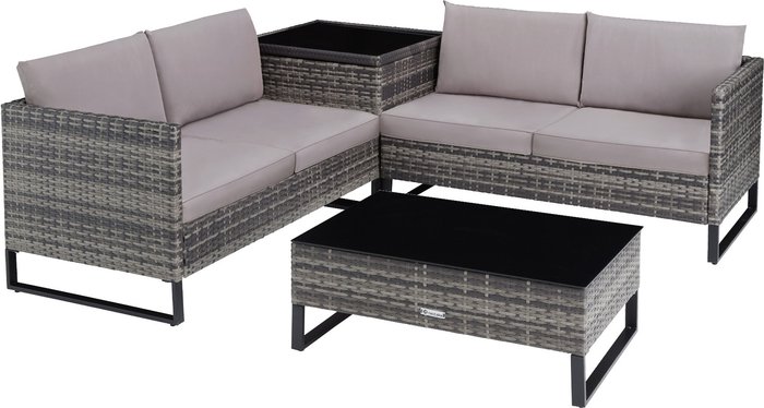 The Range | TECTAKE Tectake Garden Rattan Furniture Set Ostuni - Grey TECTAKE Tectake Garden Rattan Furniture Set Ostuni - Grey