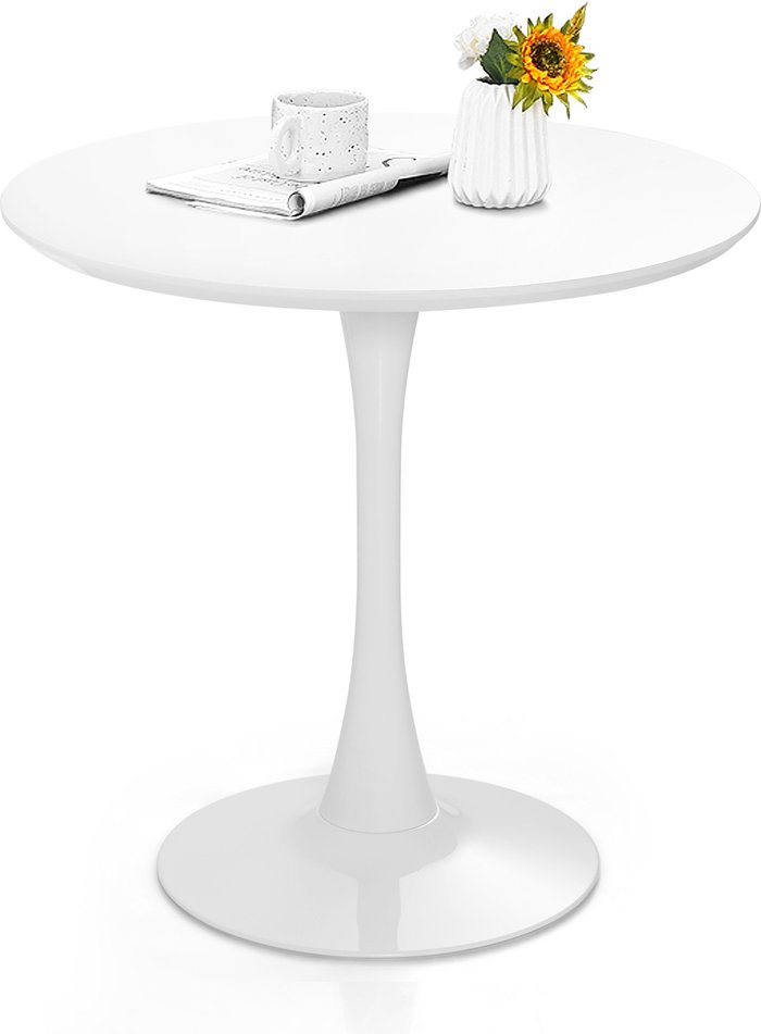 The Range | Modern Round Tulip Kitchen Dining Table-White - White Modern Round Tulip Kitchen Dining Table-White - White