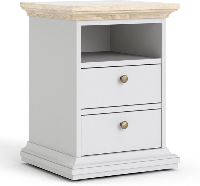 The Range | Jonas & James Jonas & James Belleville Bedside With 2 Drawers - White/Oak Jonas & James Jonas & James Belleville Bedside With 2 Drawers - White/Oak