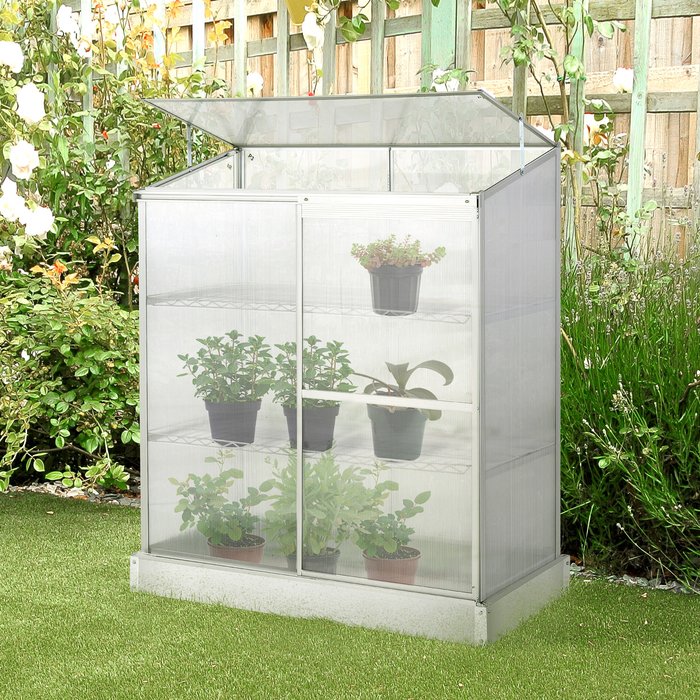 The Range | Outsunny 3 Tier Greenhouse with Cold Frame - Silver Outsunny 3 Tier Greenhouse with Cold Frame - Silver