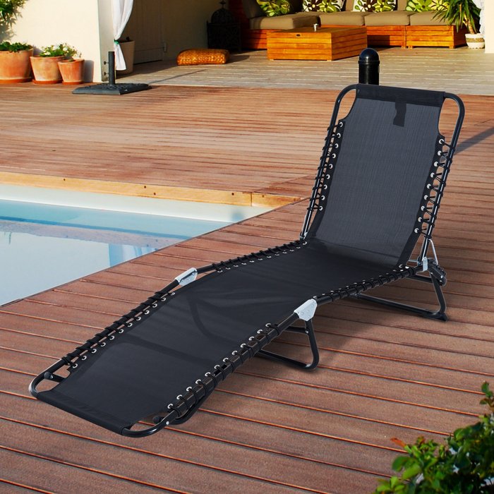 The Range | Outsunny Reclining Sun Lounger - Black Outsunny Reclining Sun Lounger - Black
