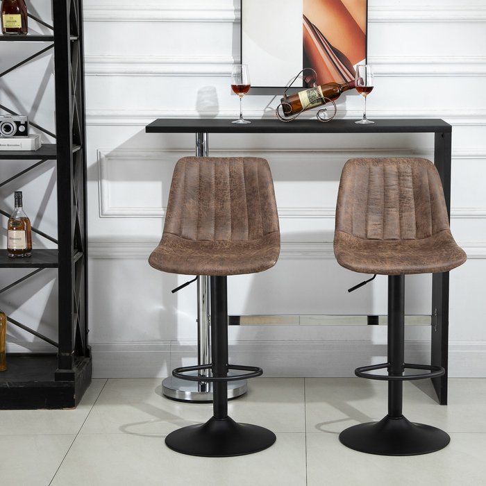 The Range | HOMCOM Set Of 2 Microfiber Retro Tub Bar Stools - Brown and black HOMCOM Set Of 2 Microfiber Retro Tub Bar Stools - Brown and black