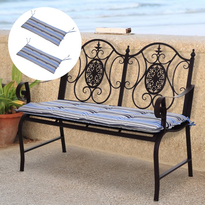 The Range | Outsunny Set Of 2 Bench Foam Padded Cushions - Blue Outsunny Set Of 2 Bench Foam Padded Cushions - Blue