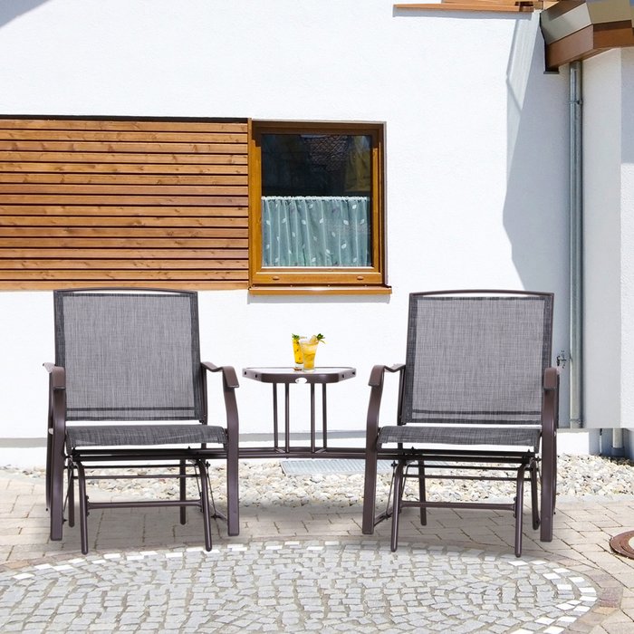 The Range | Outsunny Garden Double Glider Rocking Chairs - Grey Outsunny Garden Double Glider Rocking Chairs - Grey