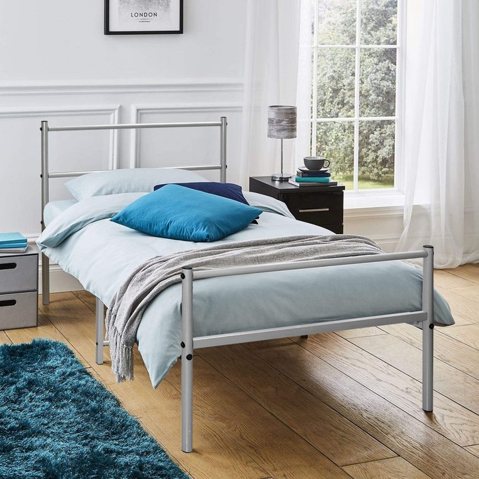 The Range | House Of Home Single Extra Strong Metal Bed Frame In Silver - Silver House Of Home Single Extra Strong Metal Bed Frame In Silver - Silver
