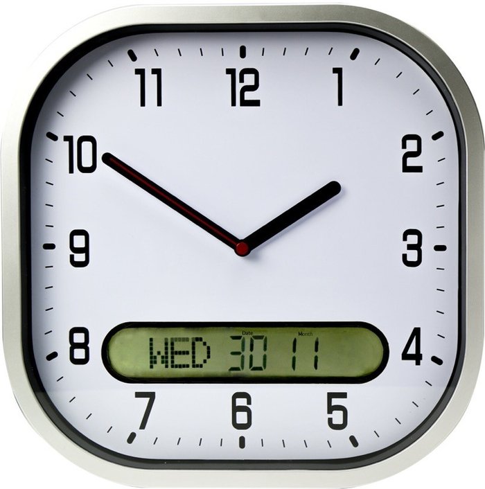 The Range | Lifemax Clear Time Day Date Wall Clock - White Lifemax Clear Time Day Date Wall Clock - White