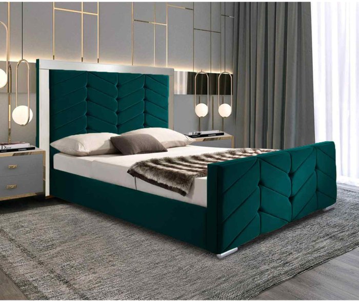 The Range | Marisa Bed Single Plush Velvet Green Marisa Bed Single Plush Velvet Green