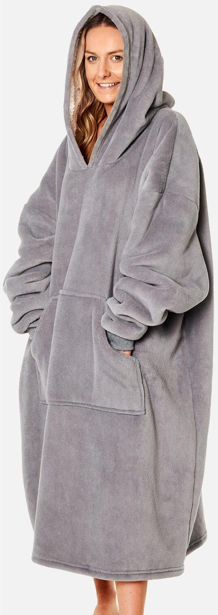 The Range | Sienna Sienna Long Hoodie Blanket Soft Sherpa Fleece Oversized Sweatshirt - Grey Sienna Sienna Long Hoodie Blanket Soft Sherpa Fleece Oversized Sweatshirt - Grey