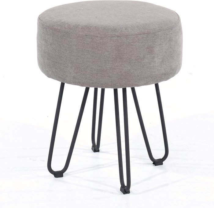 The Range | Core Products Ltd Aspen upholstered round stool with black metal legs - Grey Core Products Ltd Aspen upholstered round stool with black metal legs - Grey