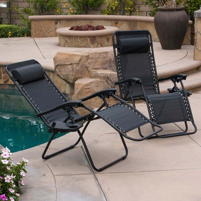 The Range | Neo Neo Zero Gravity Recliner Garden Sun Lounger Chairs - Set of 2 - BLACK Neo Neo Zero Gravity Recliner Garden Sun Lounger Chairs - Set of 2 - BLACK