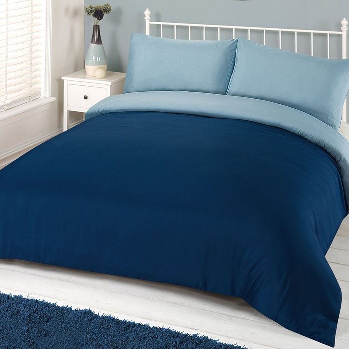The Range | Brentfords Brentfords Plain Duvet Cover With Pillowcase Bedding Set - Navy & Blue / 0.9kg Brentfords Brentfords Plain Duvet Cover With Pillowcase Bedding Set - Navy & Blue / 0.9kg