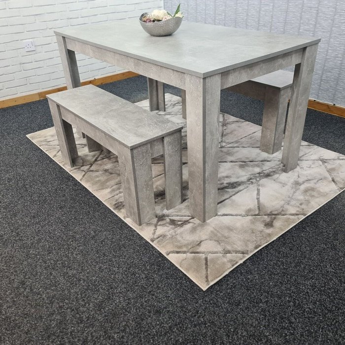 The Range | Kosy Koala Grey kitchen Dining Table and 2 Benches set of 4 dining room furniture - Grey Kosy Koala Grey kitchen Dining Table and 2 Benches set of 4 dining room furniture - Grey