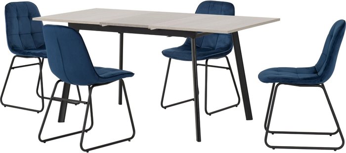 The Range | Seconique Avery Extending Dining Set with Lukas Chairs - concrete effect table and sapphire blue chairs Seconique Avery Extending Dining Set with Lukas Chairs - concrete effect table and sapphire blue chairs