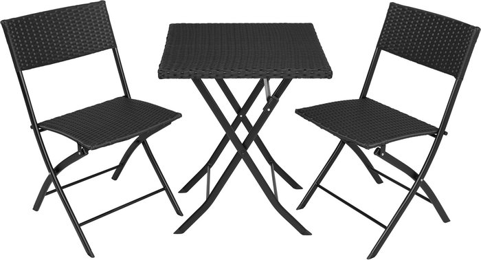 The Range | TECTAKE Tectake Trevi Rattan Folding Bistro Set - Black TECTAKE Tectake Trevi Rattan Folding Bistro Set - Black