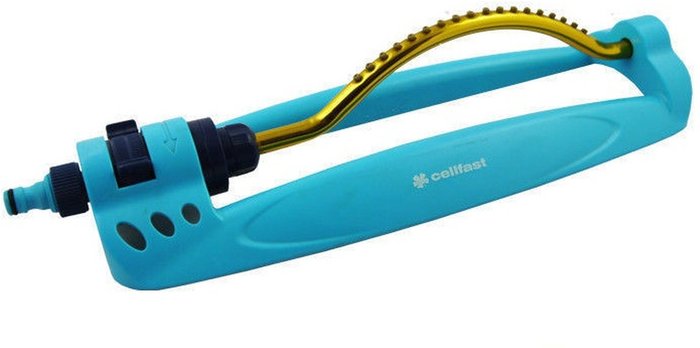 The Range | Cellfast 18 Hole Oscillating Hose Pipe Water Sprinkler Spray Garden Lawn Grass Flowers - Blue Cellfast 18 Hole Oscillating Hose Pipe Water Sprinkler Spray Garden Lawn Grass Flowers - Blue