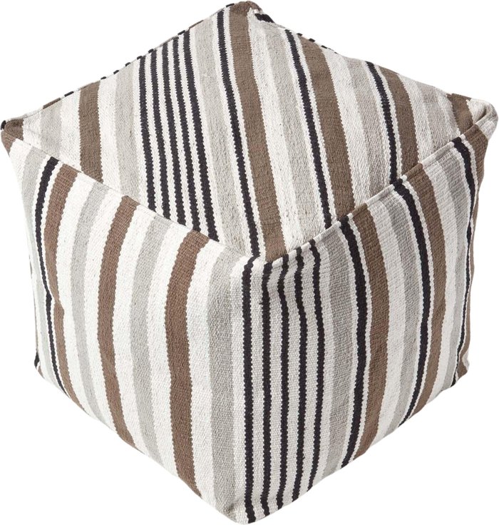 The Range | Homescapes Stripe Cube Round Footstool - Black Homescapes Stripe Cube Round Footstool - Black