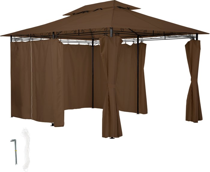 The Range | TECTAKE Tectake Luxury Gazebo Emine 4X3M With 6 Side Panels Brown TECTAKE Tectake Luxury Gazebo Emine 4X3M With 6 Side Panels Brown