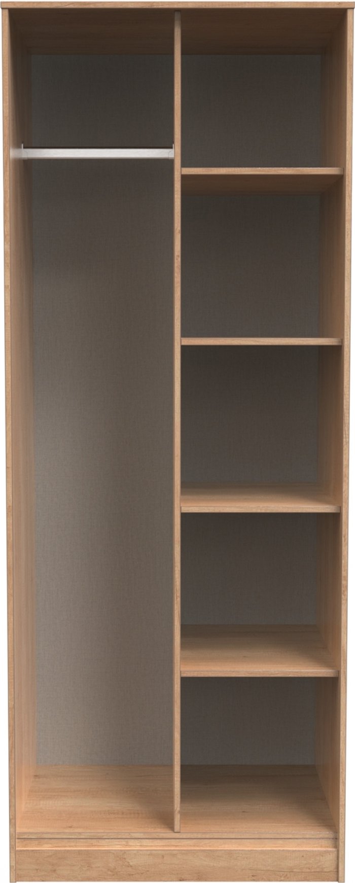 The Range | Hong Kong Ready Assembled(Black Legs) Tall Open Wardrobe - Nebraska Oak Hong Kong Ready Assembled(Black Legs) Tall Open Wardrobe - Nebraska Oak