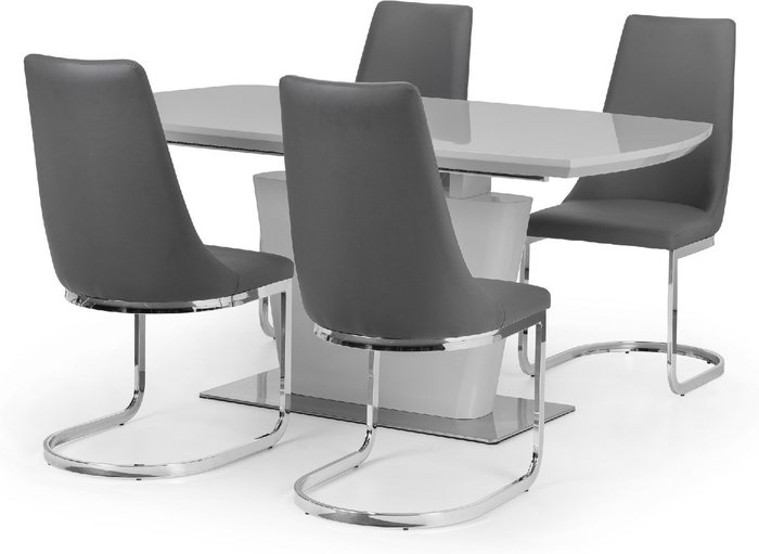 The Range | Julian Bowen Julian Bowen Set Of Como High Gloss Grey Table And 4 Como Chairs Julian Bowen Julian Bowen Set Of Como High Gloss Grey Table And 4 Como Chairs