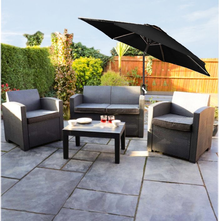 The Range | Groundlevel Groundlevel 2M Crank And Tilt Garden Parasol - Black Groundlevel Groundlevel 2M Crank And Tilt Garden Parasol - Black