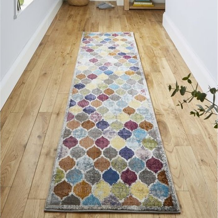 The Range | The Rug Wholesaler Modern Super Soft Diamond Runner - Multi - 60x230 - Multicoloured The Rug Wholesaler Modern Super Soft Diamond Runner - Multi - 60x230 - Multicoloured