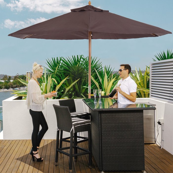 The Range | Outsunny Outsunny 2.5M Wooden Garden Parasol Sun Shade Outdoor Umbrella Canopy Coffee Outsunny Outsunny 2.5M Wooden Garden Parasol Sun Shade Outdoor Umbrella Canopy Coffee