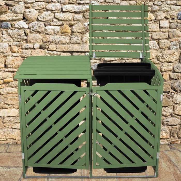 The Range | Monstershop Sage Green Double Wheelie Bin Storage - Green Monstershop Sage Green Double Wheelie Bin Storage - Green
