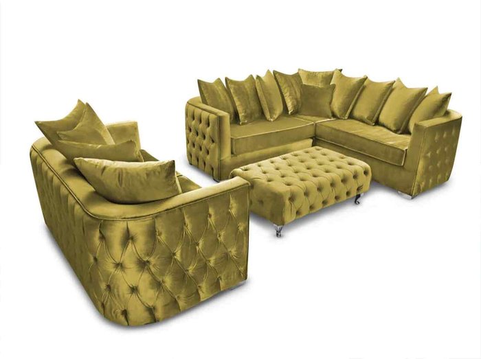 The Range | Simply Eleganza Julia Sofa Set 3 Seater Sofa with Corner and Footstool - Yellow Simply Eleganza Julia Sofa Set 3 Seater Sofa with Corner and Footstool - Yellow