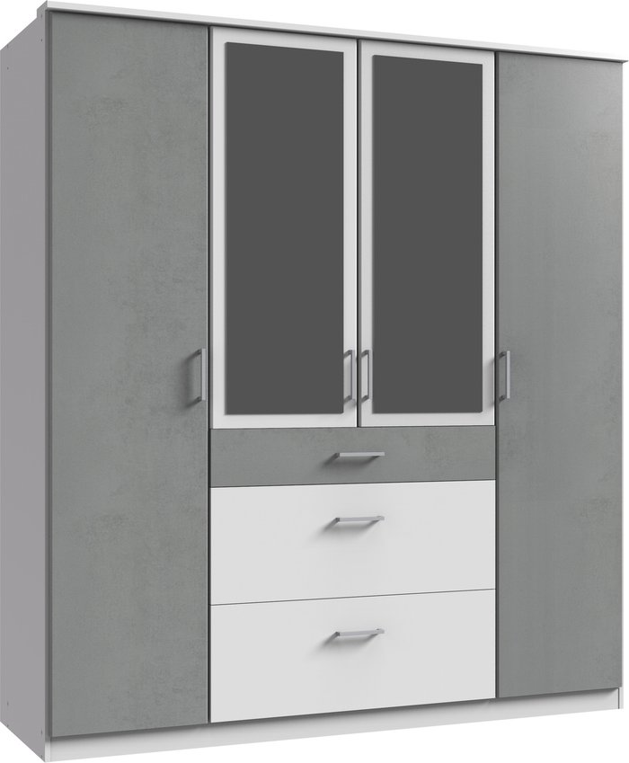 The Range | Tjs Click White And Grey 4 Door Wardrobe - White & Grey Tjs Click White And Grey 4 Door Wardrobe - White & Grey
