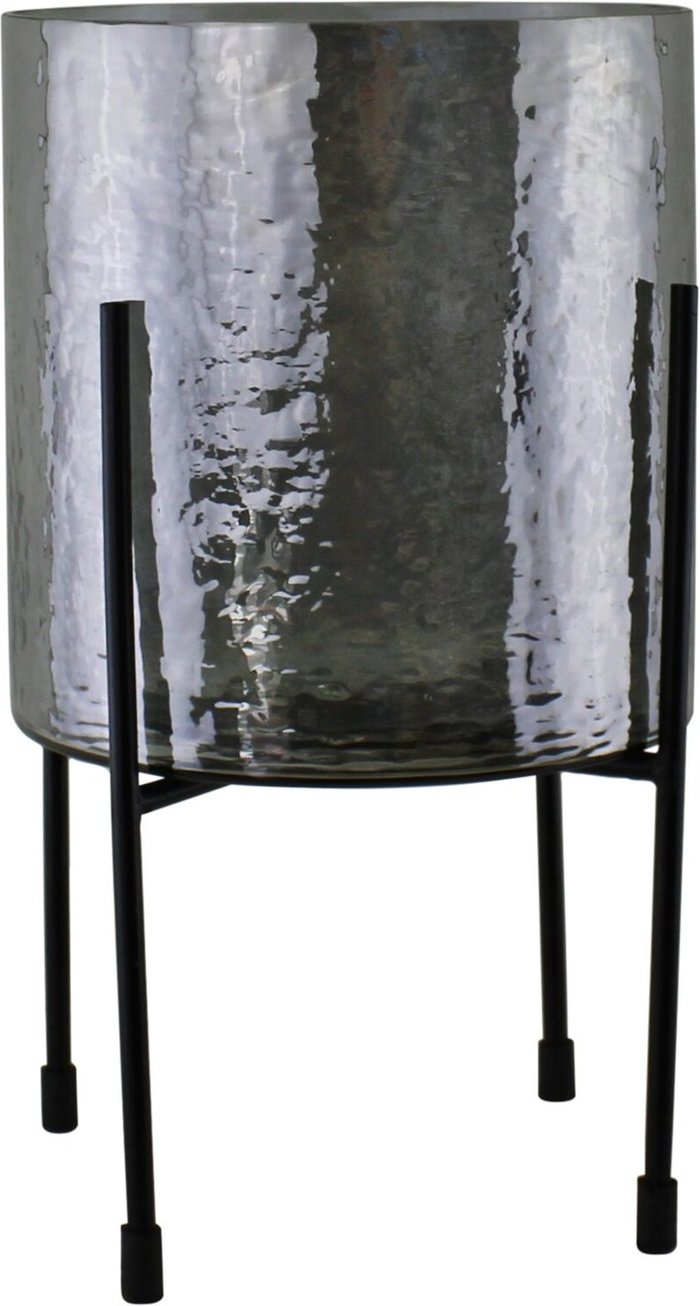 The Range | Inspire Home Dcor Grey Glass Candle Lantern On Stand, Large - Black Inspire Home Dcor Grey Glass Candle Lantern On Stand, Large - Black