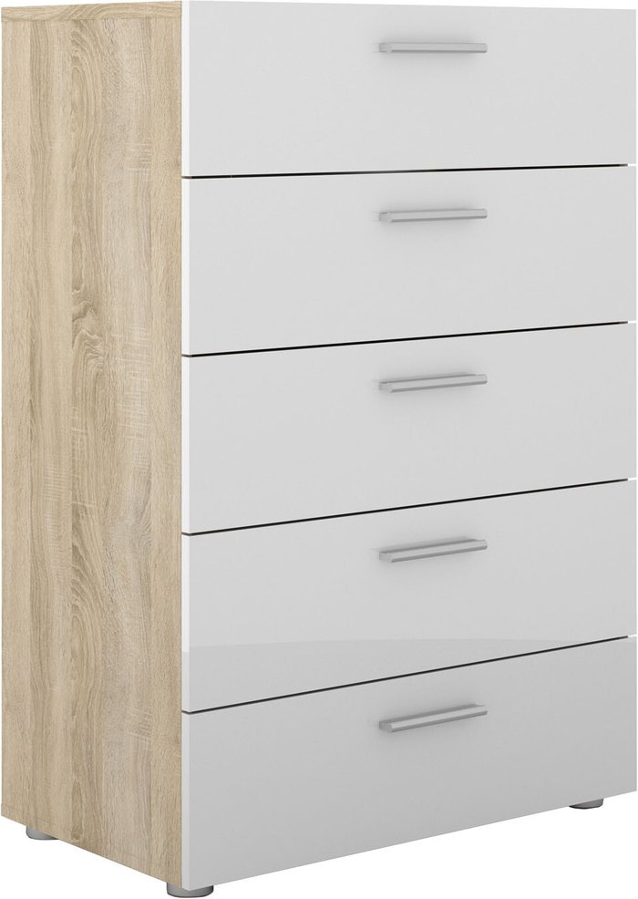 The Range | Furniture To Go Pepe Chest of 5 Drawers - White and Oak Furniture To Go Pepe Chest of 5 Drawers - White and Oak
